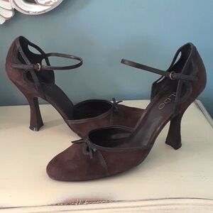 # Aldo brown suede strappy heels